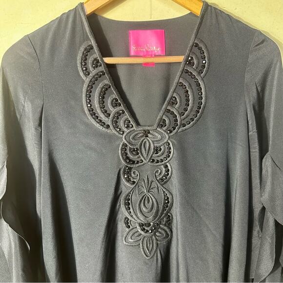 Lilly Pulitzer Tatiana Beaded Silk Tunic Dress Black Size XXS - Picture 12 of 13